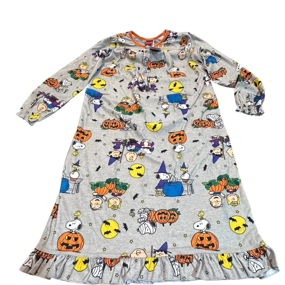 Peanuts Snoopy Halloween Nightgown Kids 8 NWT‎ Flame Resistant with eyelet lace